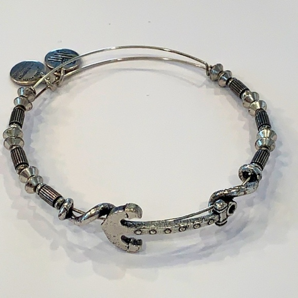 Alex and ani boat anchor silver tone beaded